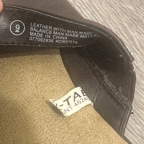 VTG 90s Cherokee Roberta Brown Leather Slide Sandals Wedge Mules 9 Boho Grunge - Picture 8 of 9